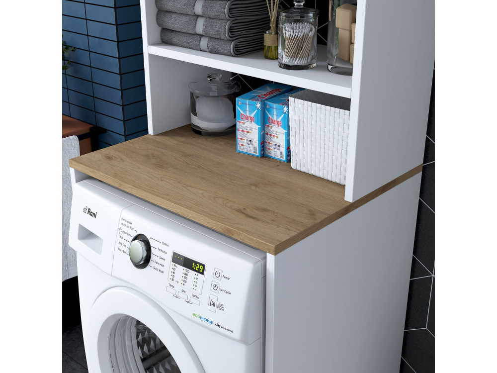 Mobile per lavatrice in legno "Kado" - 65 x 60 x 183 cm - Bianco