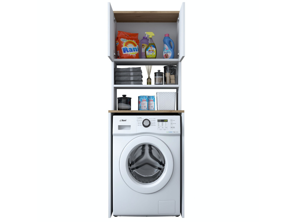 Mobile per lavatrice in legno "Kado" - 65 x 60 x 183 cm - Bianco