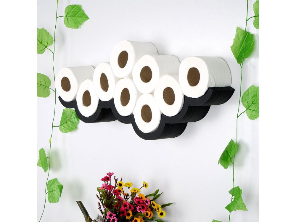 Porta carta igienica in legno "WC018 - 62 x 16 x 9 cm - Nero