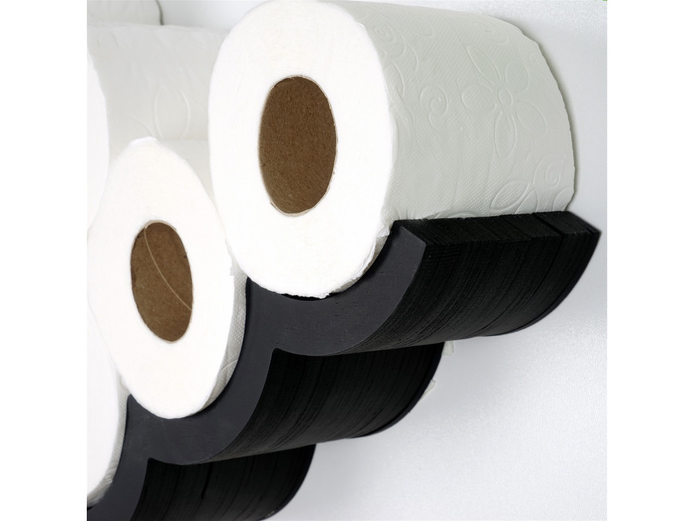 Porta carta igienica in legno "WC018 - 62 x 16 x 9 cm - Nero