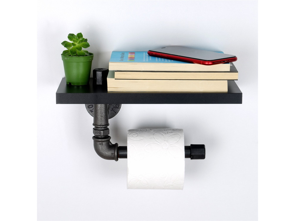 Porta carta igienica in legno "Boruraf239" - 30 x 23 x 12 cm - Nero
