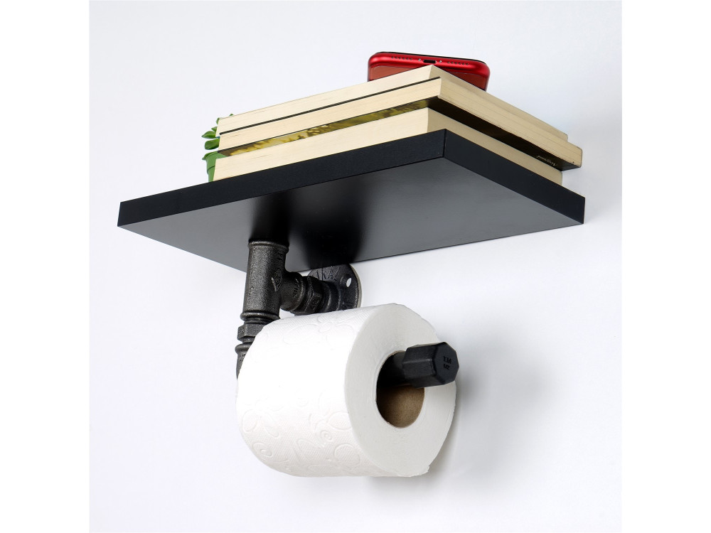 Porta carta igienica in legno "Boruraf239" - 30 x 23 x 12 cm - Nero
