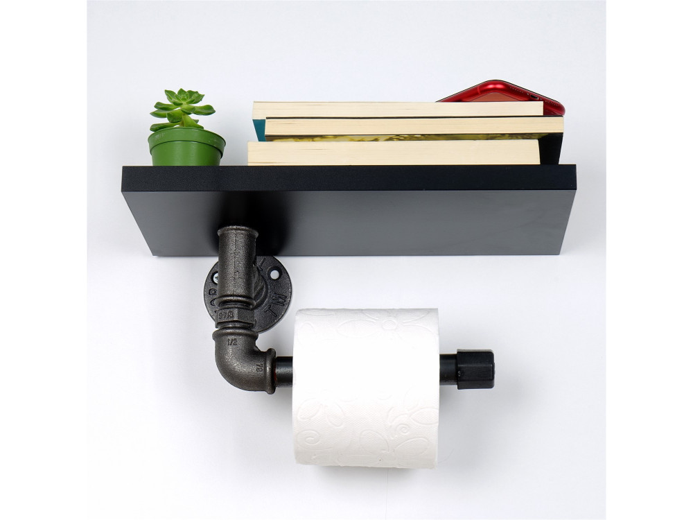 Porta carta igienica in legno "Boruraf239" - 30 x 23 x 12 cm - Nero