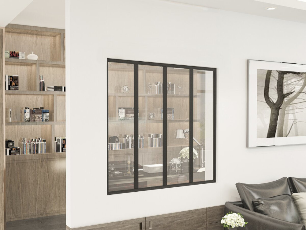 Tettoia in alluminio per officina "Panorama" - 120 x 105 cm - Nero