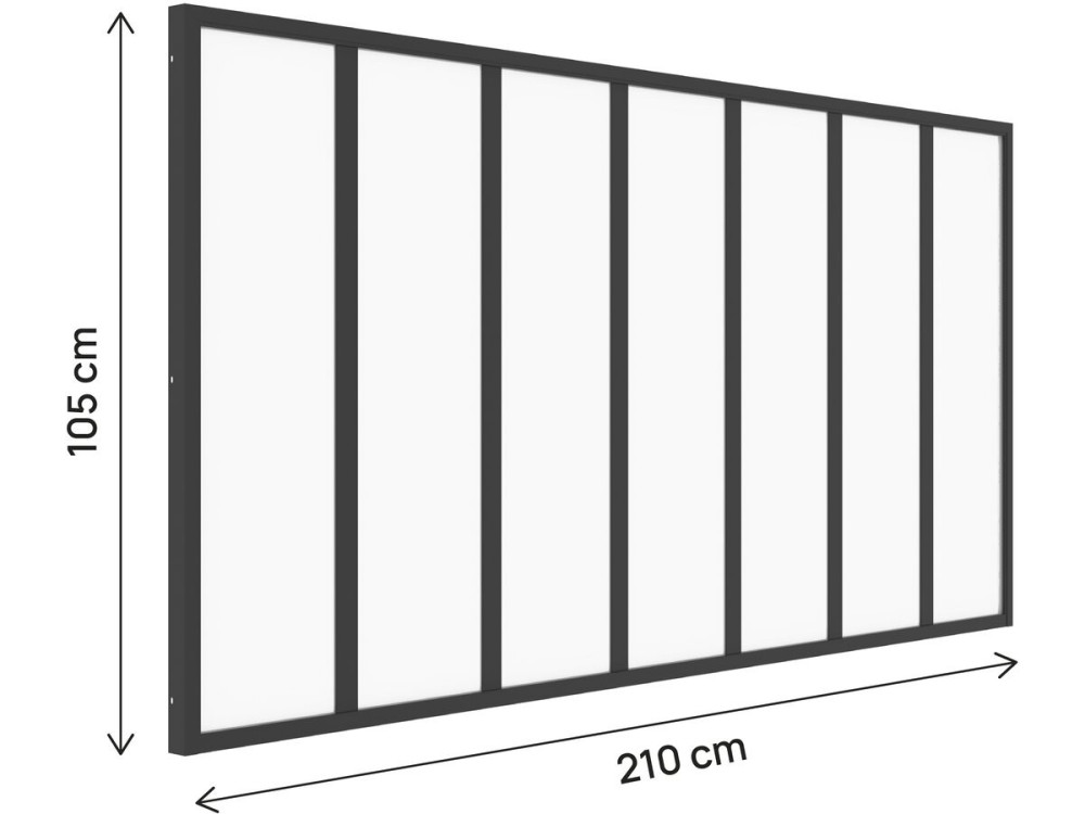 Tettoia in alluminio per officina "Panorama" - 210 x 105 cm - Nero