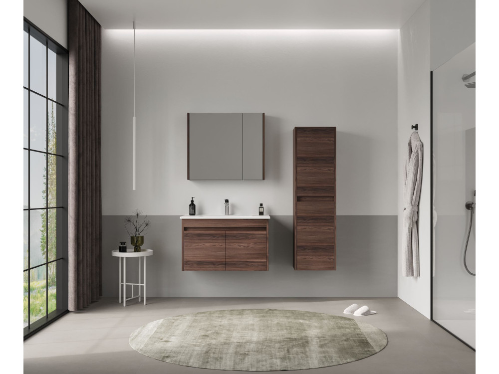 Mobile da bagno "Side 40" - 40 x 27 x 138 cm - Noce scuro