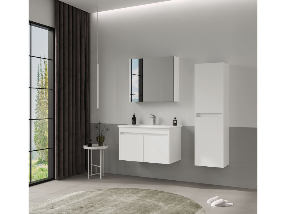 Mobile da bagno "Side 40" - 40 x 27 x 138 cm - Bianco opaco