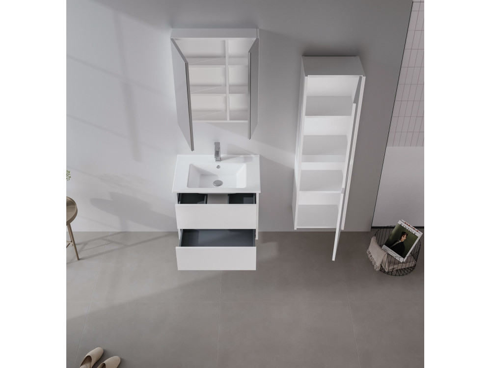 Mobile da bagno "Side 40" - 40 x 27 x 138 cm - Bianco opaco