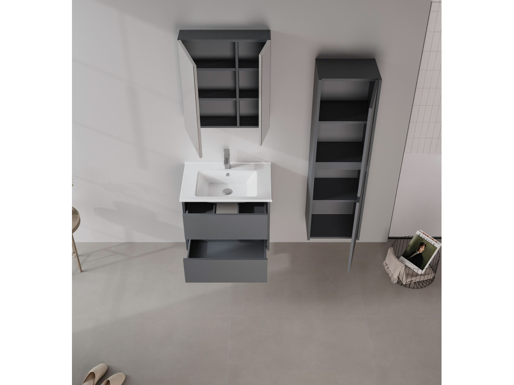 Mobile da bagno "Side 40" - 40 x 27 x 138 cm - Antracite opaco