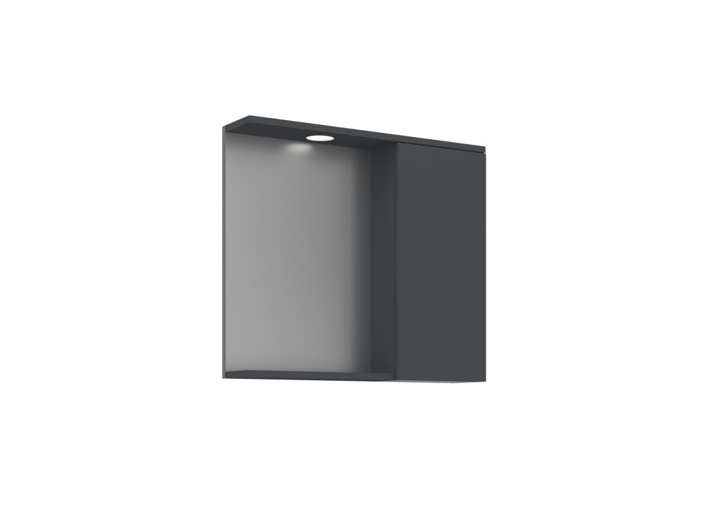 Mobile da bagno con specchio "Purus 80" - 75 x 18 x 68 cm - Antracite opaco