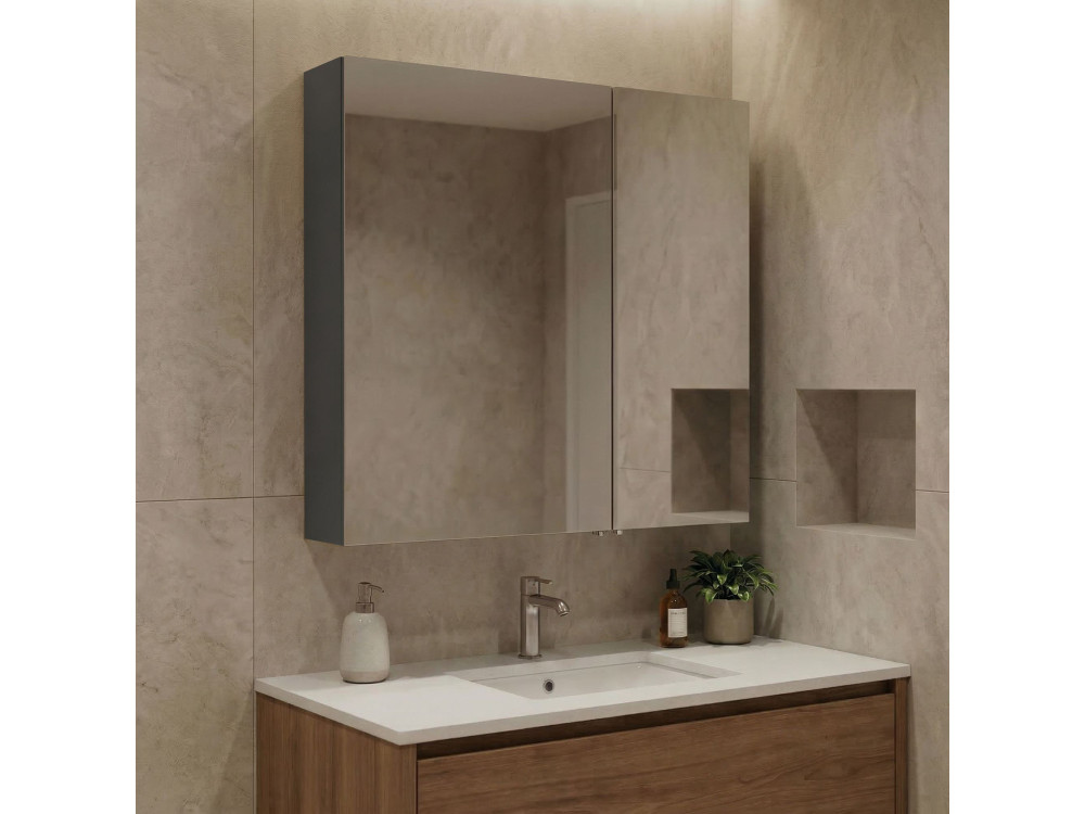 Mobile da bagno con specchio "Purus Desna 60" - 60 x 16 x 66 cm - Antracite opaco