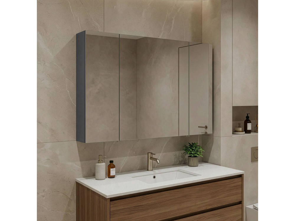 Mobile da bagno con specchio "Side 100" - 100 x 16 x 66 cm - Antracite opaco