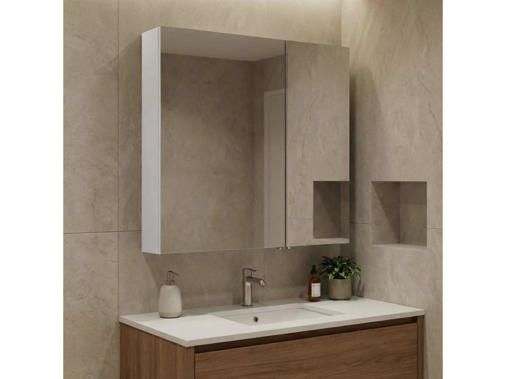 Mobile da bagno con specchio "Side 60" - 60 x 16 x 66 cm - Bianco opaco