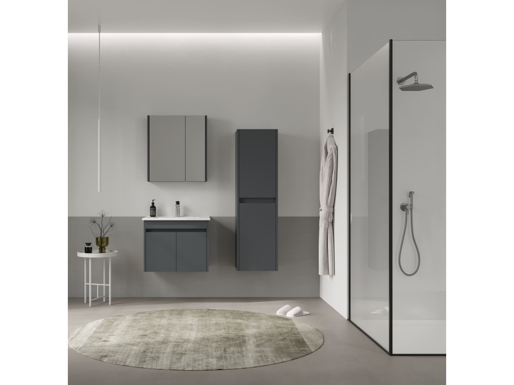 Mobile da bagno con specchio "Side 60" - 60 x 16 x 66 cm - Antracite opaco