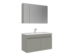 Set mobile lavabo con specchio (2 pezzi) "Tivoli 100" - 100 x 45 x 66 cm - Cashmere opaco