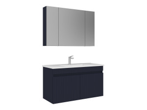 Set mobile lavabo con specchio (2 pezzi) "Tivoli 100" - 100 x 45 x 57 cm - Blu navy opaco