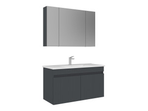 Set mobile lavabo con specchio (2 pezzi) "Tivoli 100" - 100 x 45 x 66 cm - Antracite opaco