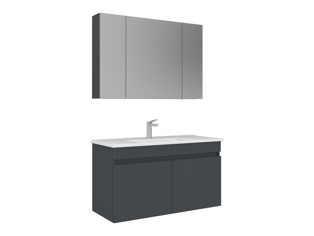 Set mobile lavabo con specchio (2 pezzi) "Tivoli 100" - 100 x 45 x 66 cm - Antracite opaco