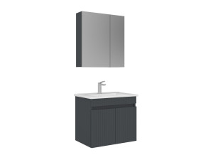 Set mobile lavabo con specchio (2 pezzi) "Tivoli 65" - 65 x 45 x 57 cm - Antracite opaco