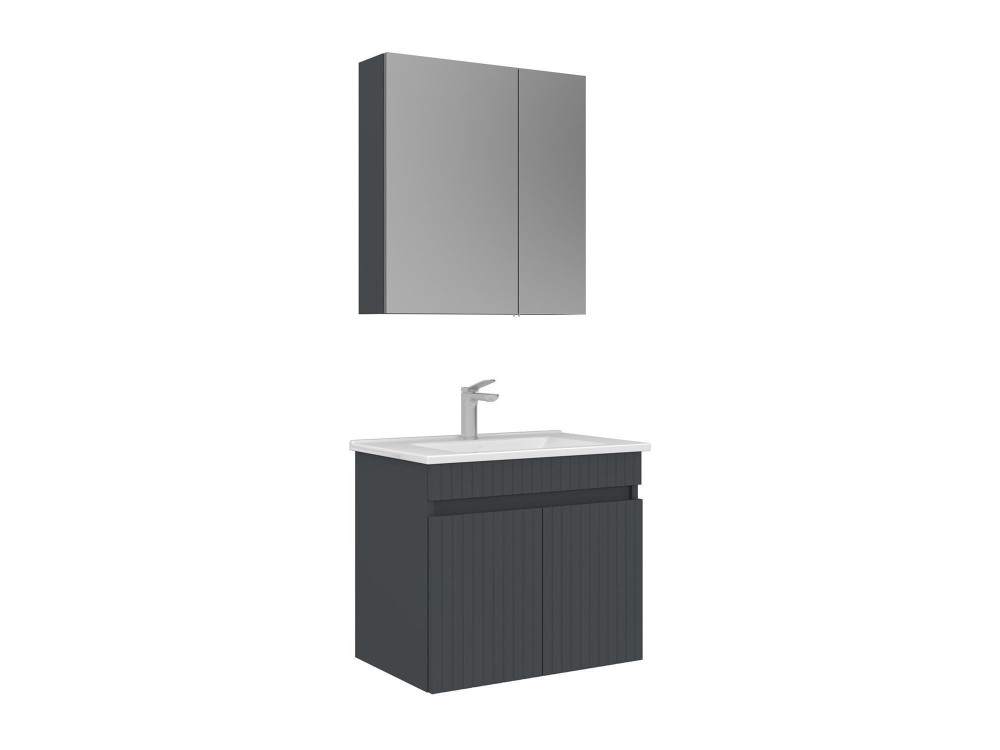 Set mobile lavabo con specchio (2 pezzi) "Tivoli 65" - 65 x 45 x 57 cm - Antracite opaco
