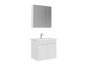 Set mobile lavabo con specchio (2 pezzi) "Tivoli 65" - 65 x 45 x 57 cm - Bianco opaco