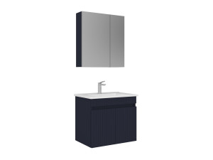 Set mobile lavabo con specchio (2 pezzi) "Tivoli 65" - 65 x 45 x 57 cm - Blu navy opaco