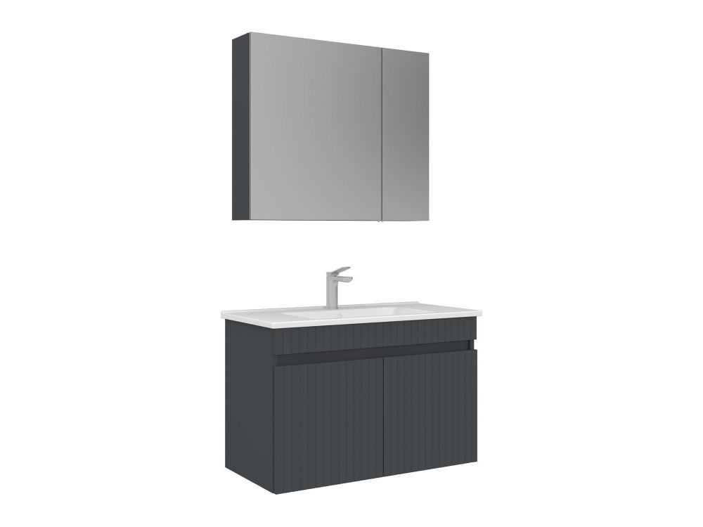 Set mobile lavabo con specchio (2 pezzi) "Tivoli 85" - 85 x 45 x 57 cm - Antracite opaco