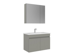 Set mobile lavabo con specchio (2 pezzi) "Tivoli 85" - 85 x 45 x 57 cm - Cashmere opaco