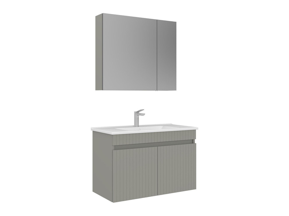 Set mobile lavabo con specchio (2 pezzi) "Tivoli 85" - 85 x 45 x 57 cm - Cashmere opaco