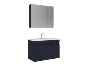 Set mobile lavabo con specchio (2 pezzi) "Tivoli 85" - 85 x 45 x 57 cm - Blu navy opaco