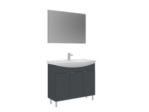 Set mobile lavabo con specchio (2 pezzi) "Purus 100" - 100 x 50 x 83 cm - Antracite opaco