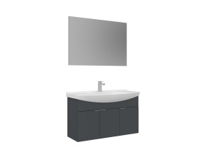 Set mobile lavabo con specchio (2 pezzi) "Purus 100" - 100 x 50 x 58 cm - Antracite opaco