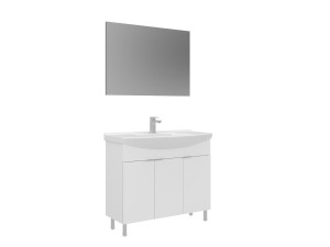 Set mobile lavabo con specchio (2 pezzi) "Purus 100" - 100 x 50 x 83 cm - Bianco