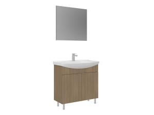 Set mobile lavabo con specchio (2 pezzi) "Purus 80" - 80 x 50 x 83 cm - Rovere