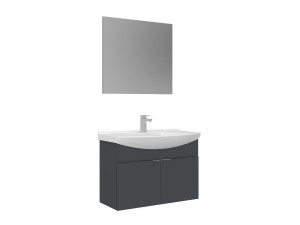 Set mobile lavabo con specchio (2 pezzi) "Purus 80" - 80 x 50 x 58 cm - Antracite opaco