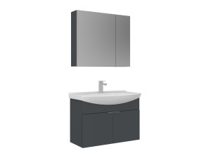 Set mobile lavabo con specchio (2 pezzi) "Purus 80" - 80 x 50 x 58 cm - Antracite opaco