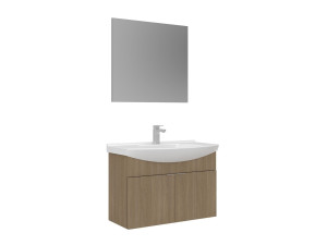 Set mobile lavabo con specchio (2 pezzi) "Purus 80" - 80 x 50 x 58 cm - Rovere
