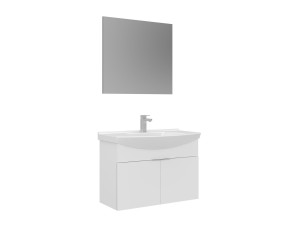 Set mobile lavabo con specchio (2 pezzi) "Purus 80" - 80 x 50 x 58 cm - Bianco