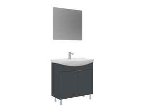 Set mobile lavabo con specchio (2 pezzi) "Purus 80" - 80 x 50 x 83 cm - Antracite opaco