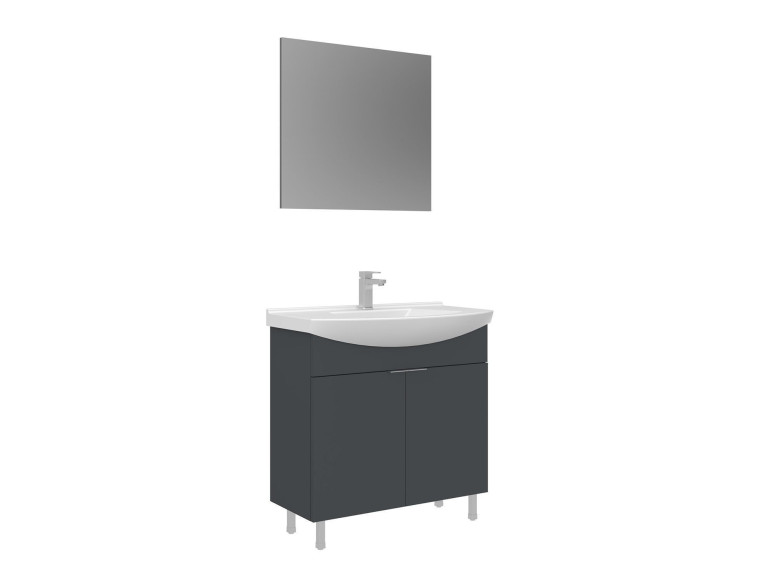 Set mobile lavabo con specchio (2 pezzi) "Purus 80" - 80 x 50 x 83 cm - Antracite opaco