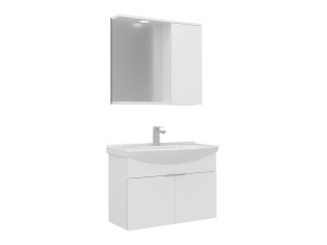 Set mobile lavabo con specchio (2 pezzi) "Purus 80" - 80 x 50 x 58 cm - Bianco