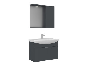Set mobile lavabo con specchio (2 pezzi) "Purus 80" - 80 x 50 x 58 cm - Antracite opaco