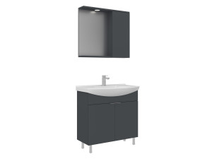 Set mobile lavabo con specchio (2 pezzi) "Purus 80" - 80 x 50 x 83 cm - Antracite opaco