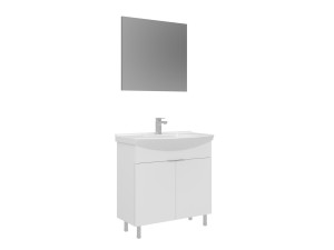 Set mobile lavabo con specchio (2 pezzi) "Purus 80" - 80 x 50 x 83 cm - Bianco