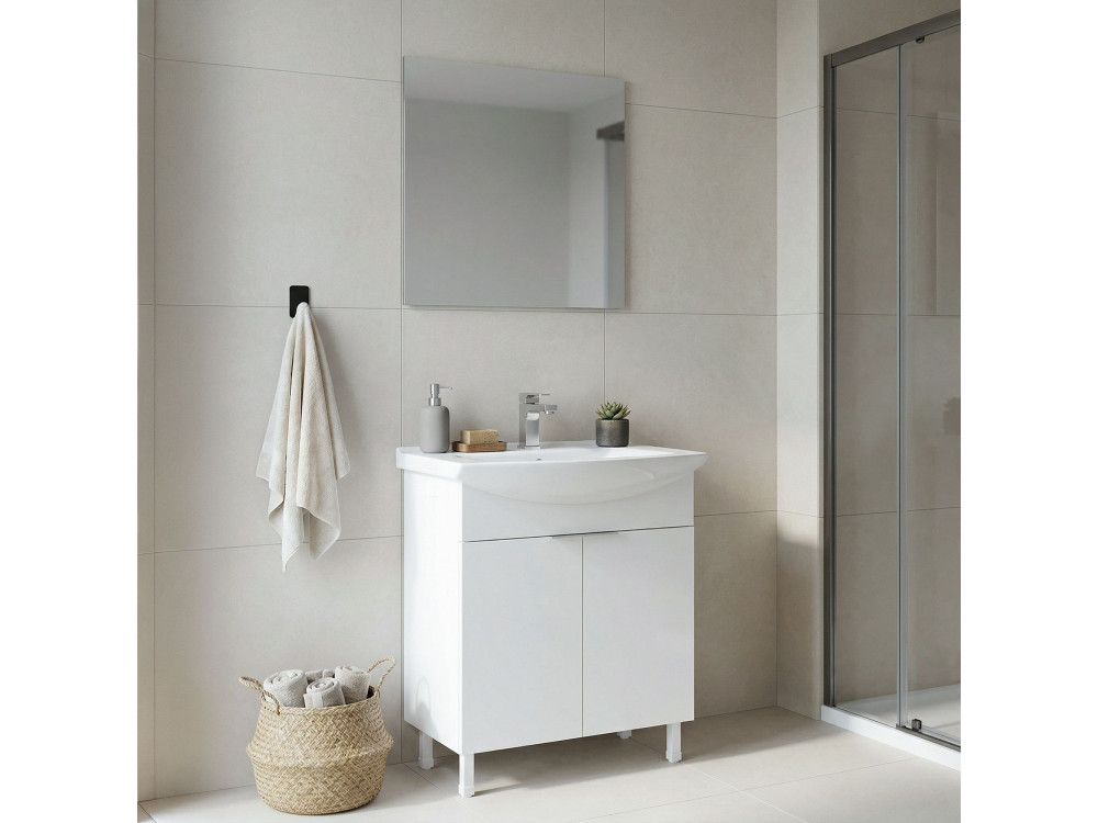 Set mobile lavabo con specchio (2 pezzi) "Purus 80" - 80 x 50 x 83 cm - Bianco