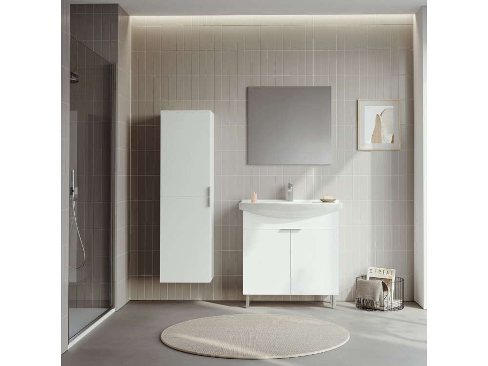Set mobile lavabo con specchio (2 pezzi) "Purus 80" - 80 x 50 x 83 cm - Bianco
