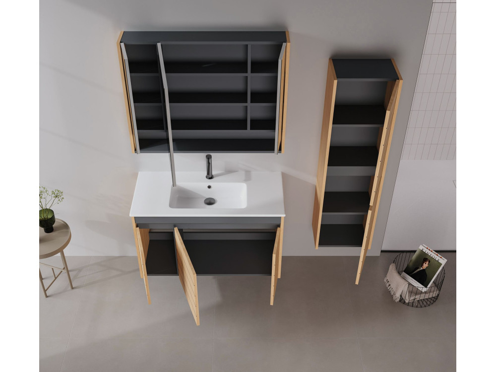 Mobile lavabo "Ricato 100" - 101 x 47 x 62 cm - Noce