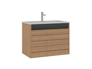 Mobile lavabo "Ricato 80" - 81 x 47 x 62 cm - Noce