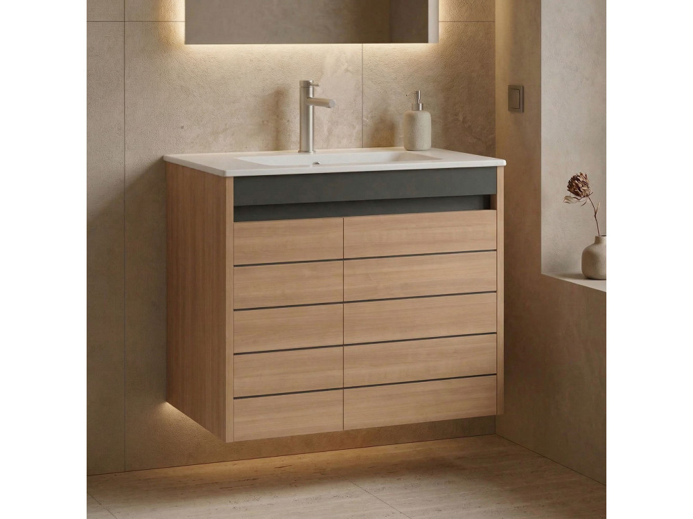 Mobile lavabo "Ricato 80" - 81 x 47 x 62 cm - Noce