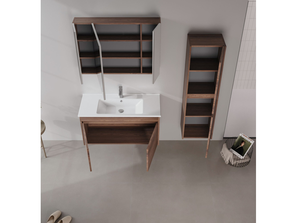 Mobile lavabo "Side 100 v3" - 100 x 45 x 52 cm - Noce scuro